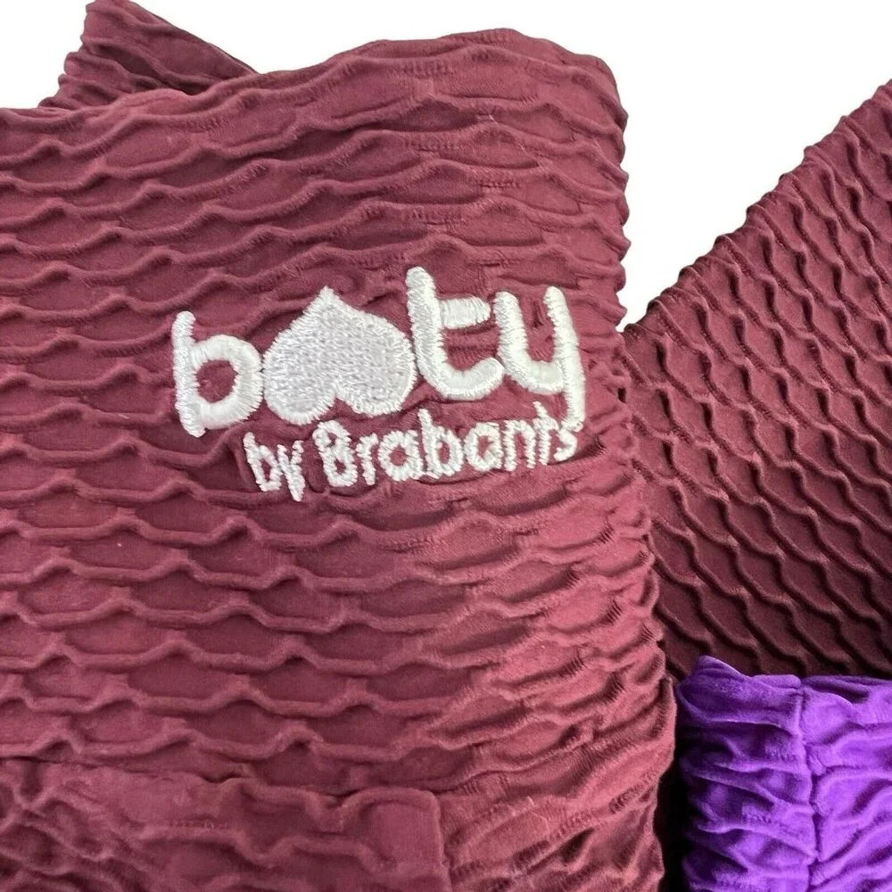 Booty by Brabants 2 Pair Cropped Capri Leggings Purple Red Women OSFM - Picture 2 of 10